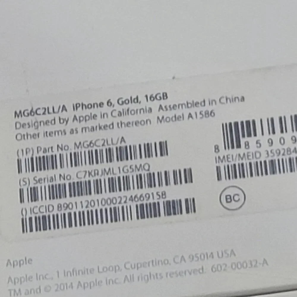 Box only Apple iPhone 6 Gold 16GB A1586 Empty box only